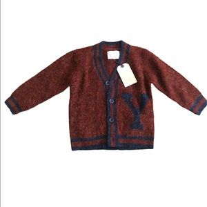 ZARA kids boy knit buttons cardigan brown blue 5